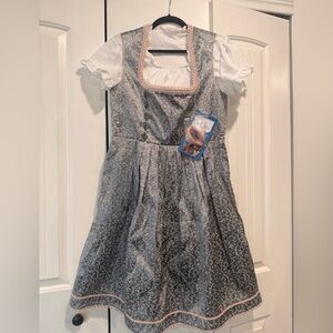 Elegant Silver Rose German Dirndl Dress